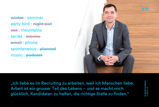 Willkommen Georg | Coopers Group Links Text und rechts ein Mann mit Blick zur Kamera.