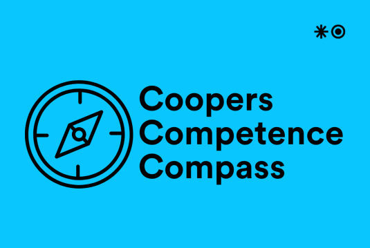 Icon of a compass on a cyan background with the title “Coopers Competence Compass