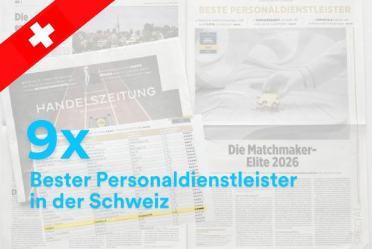 Zeitung mit Info, dass Coopers 9 Jahre in Folge unter den besten Personaldienstleistern der Schweiz