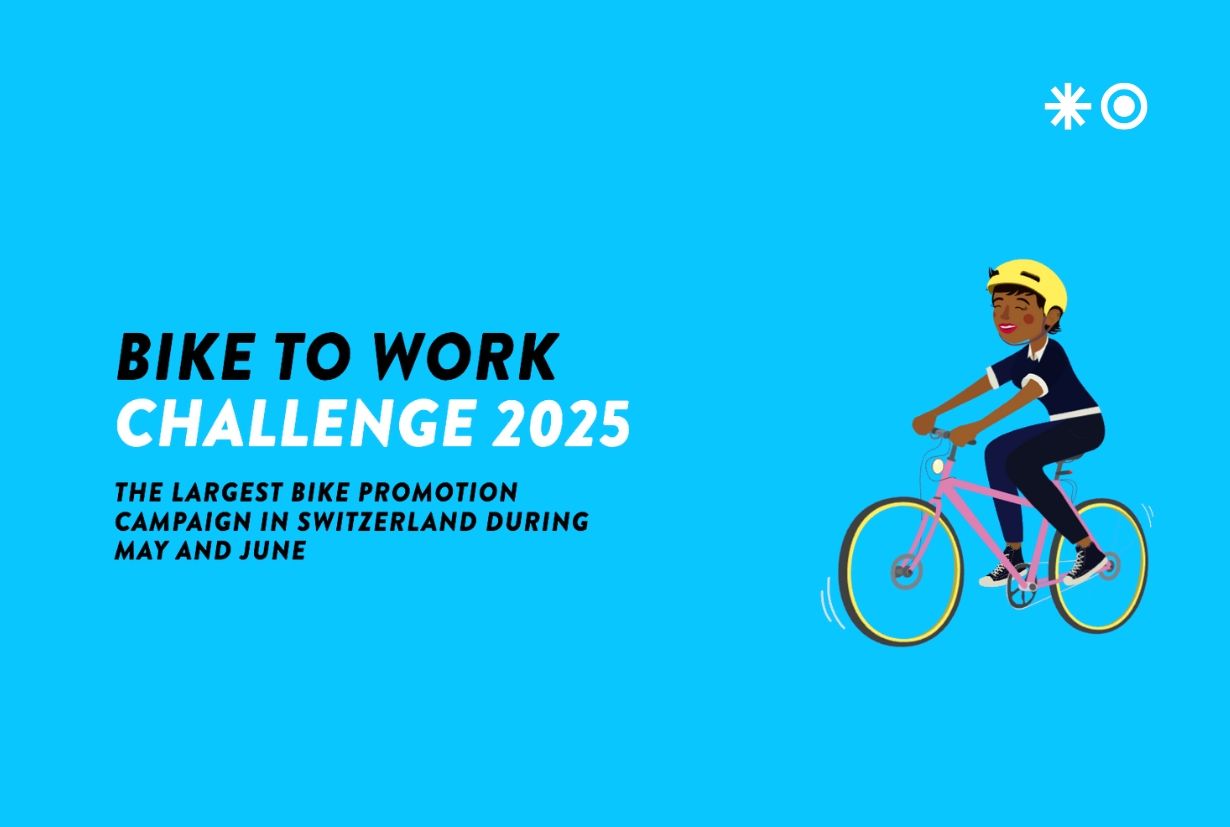 Illustrated cyclist and caption