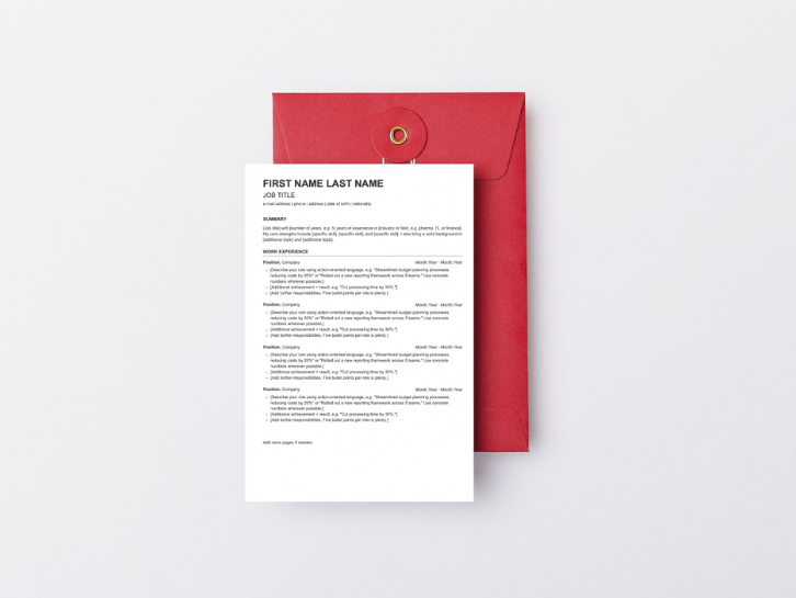 Mockup ATS friendly CV template from Coopers